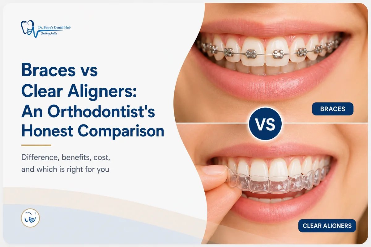 Braces vs clear aligners comparison — Dr Batra's Dental Hub, South Bopal